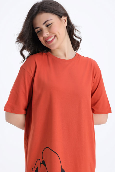 Zivame Donald Duck Knit Cotton Loungewear Dress - Mars Red — image 6